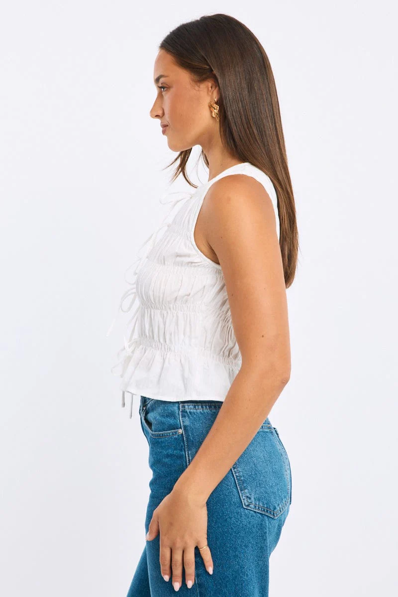 White Creased Top Tie Up - Image 3