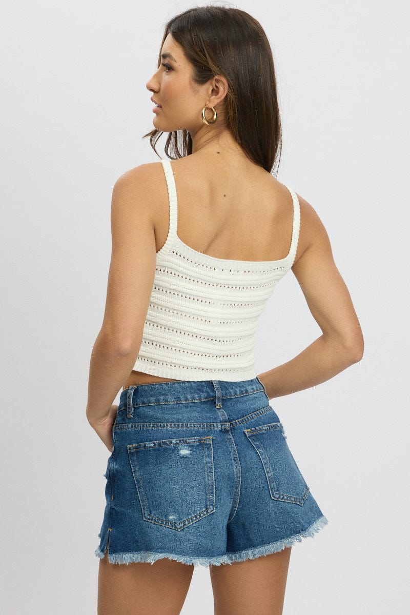White Crochet Knit Tank Top - Image 5