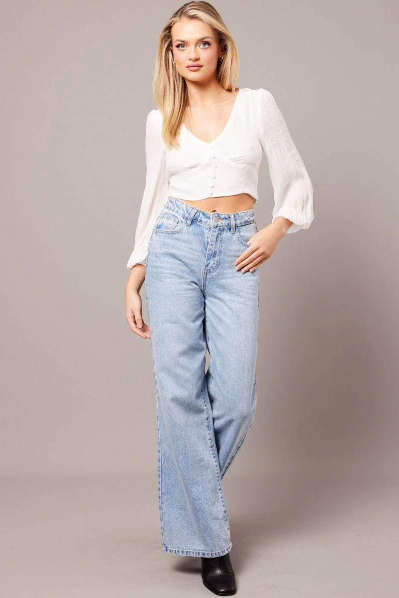 White Crop Top Long Sleeve - Image 2