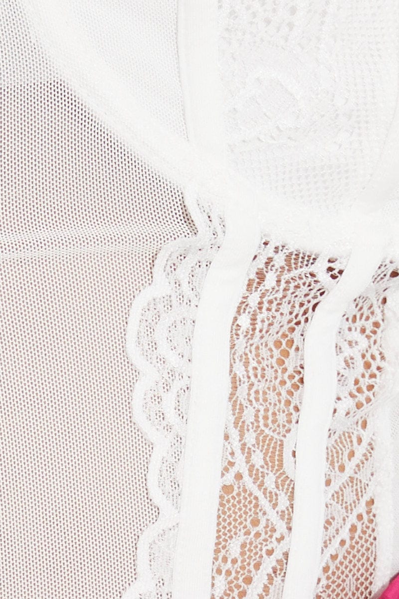 White Crop Top Singlet Cami Lace - Image 6