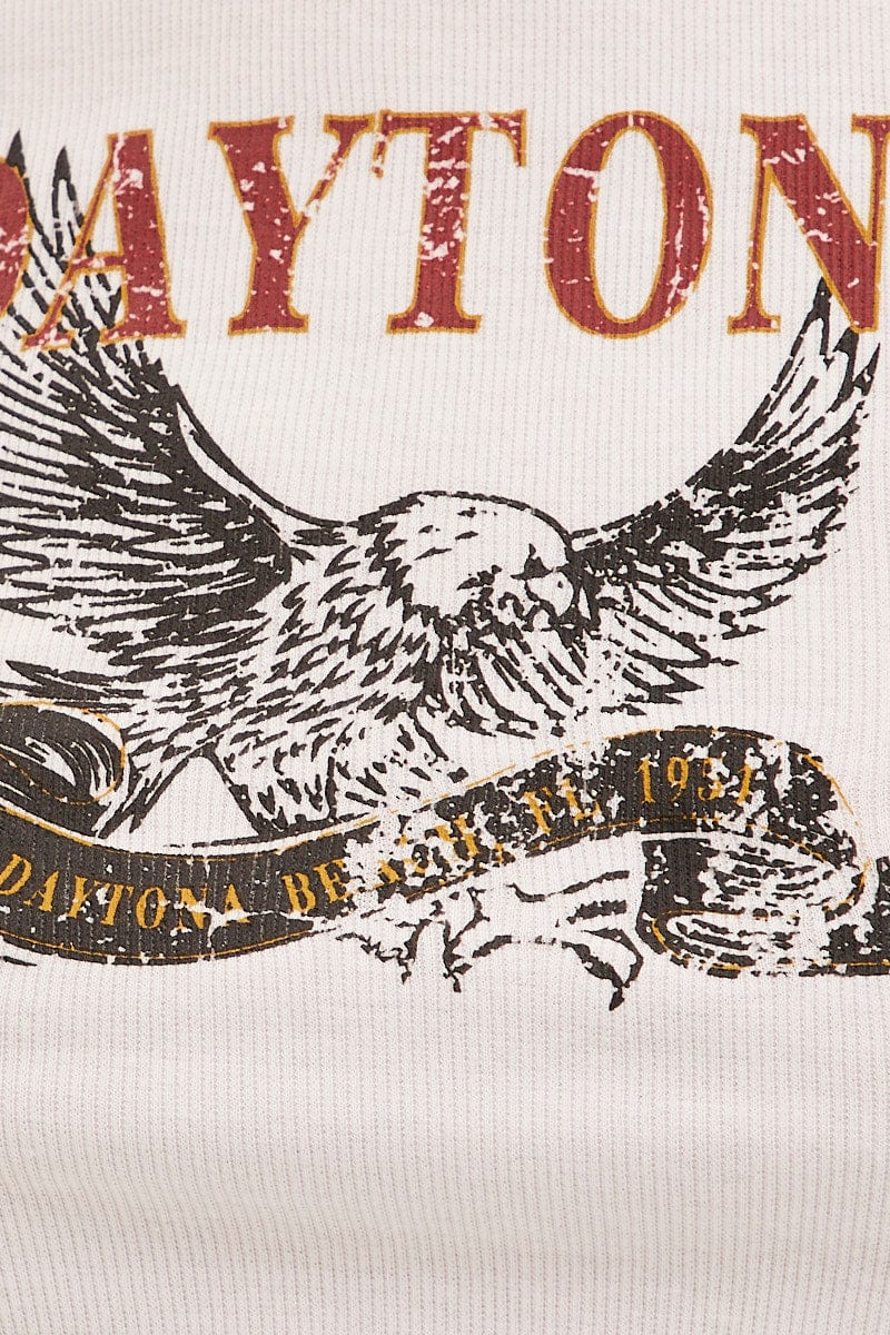 White Eagle Curve Hem Racer Back Crop Tank - Image 6