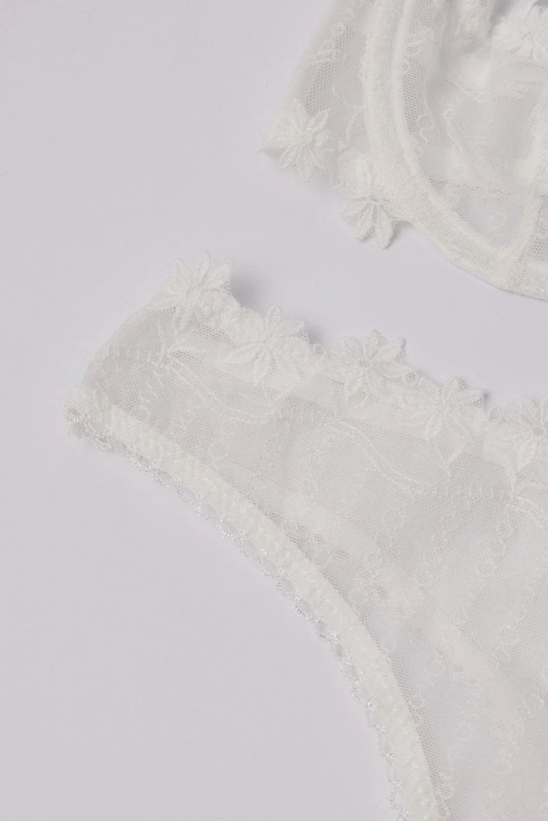 White Embroidery Lingerie Set - Image 3