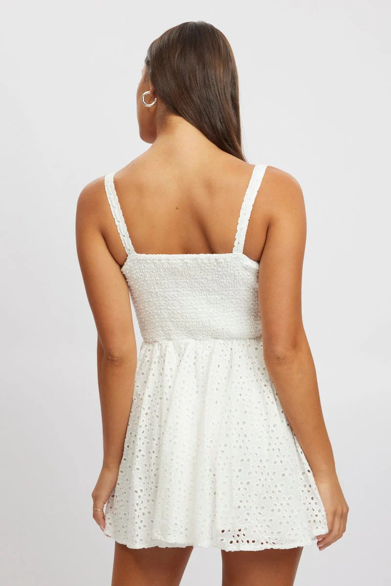 White Fit And Flare Dress Corset Detail Mini - Image 5