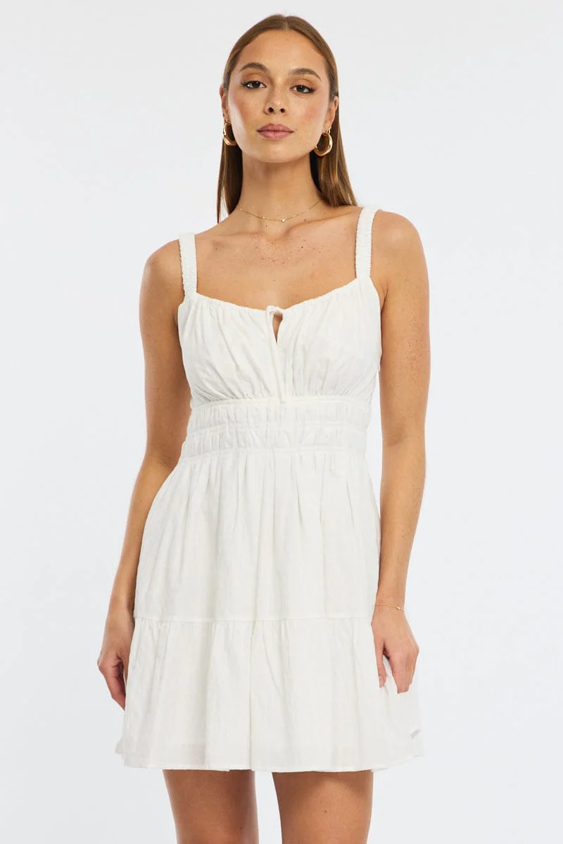 White Fit And Flare Dress Mini - Image 2