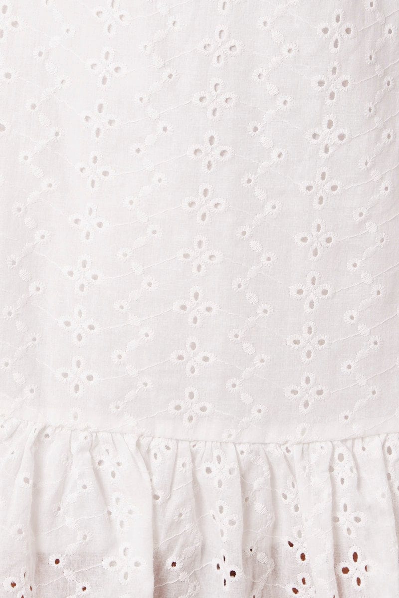 White Fit And Flare Dress Puff Sleeve Mini - Image 6