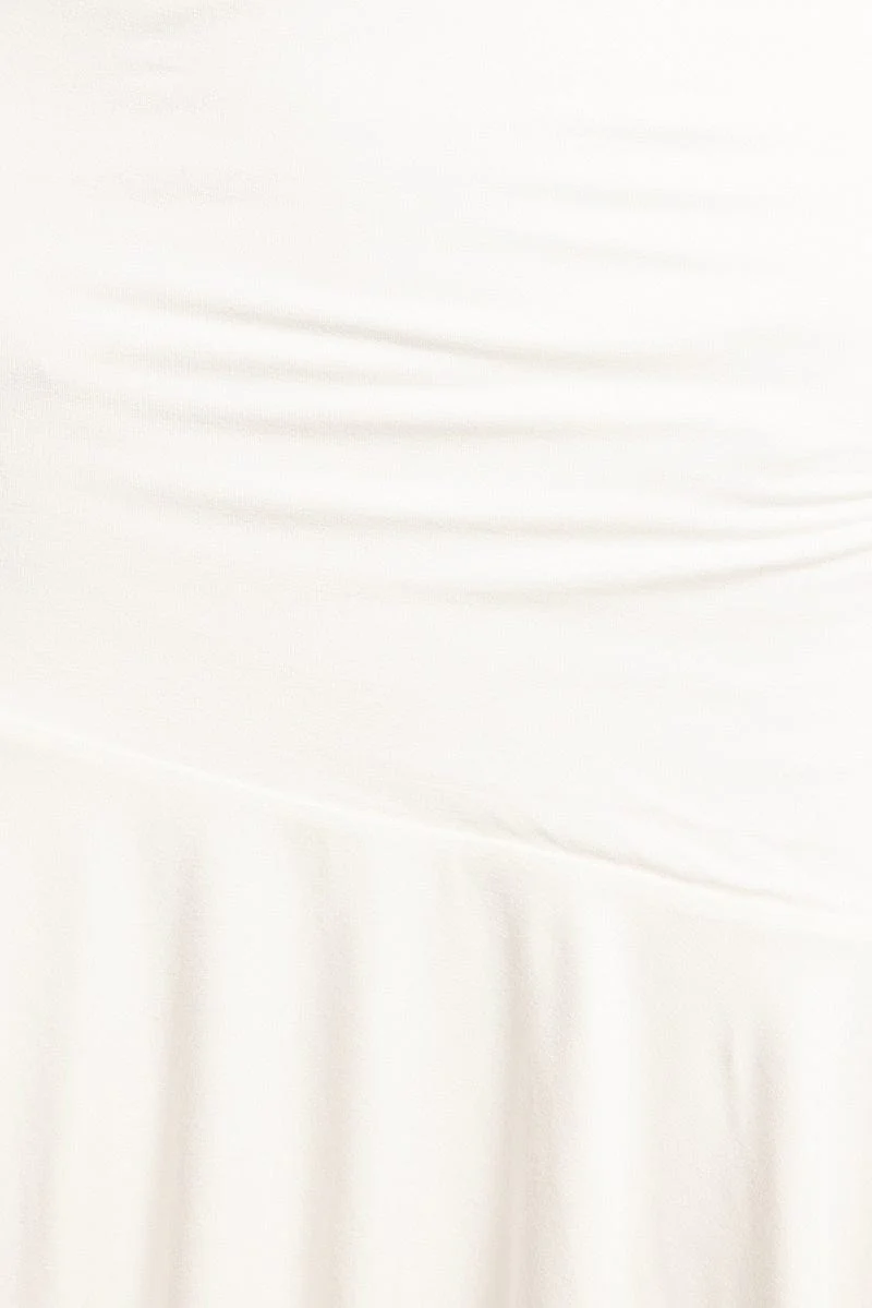 White Flare Sleeve Plunge V Neck Dress - Image 6