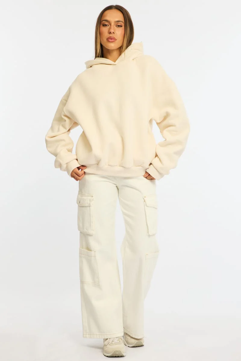 White Graphic Hoodie Sweater Long Sleeve - Image 2
