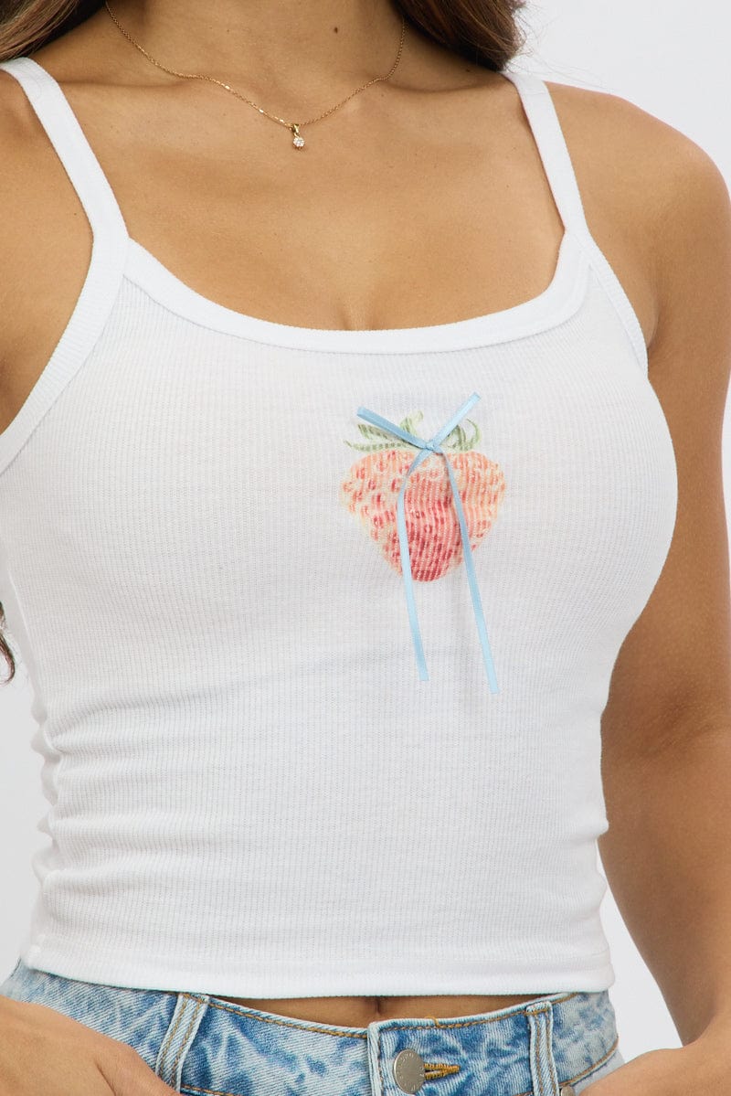 White Graphic Singlet Top - Image 6