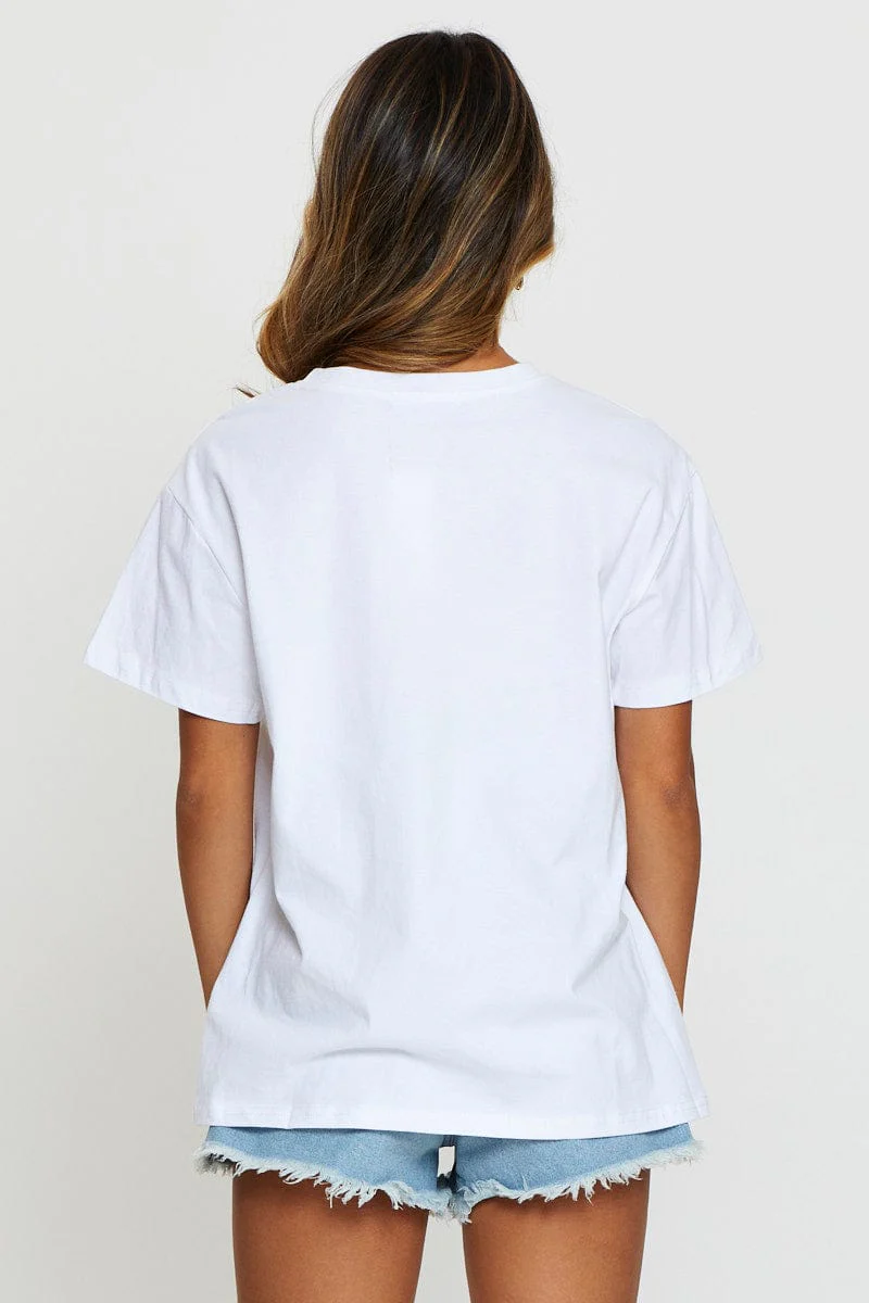White Graphic T Shirt Short Sleeve - Image 5
