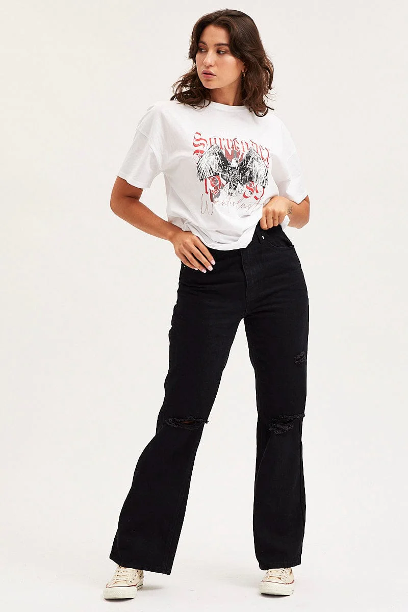 White Graphic T-Shirt Short Sleeve - Image 2