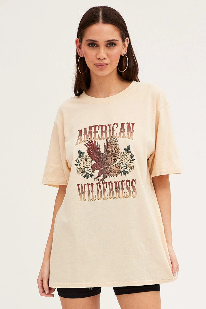 White Graphic T-Shirt Short Sleeve Oversized - Image 3