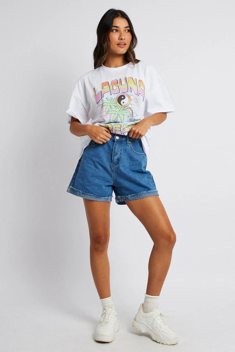 White Graphic Tee Surf Slogan T-shirt - Image 2
