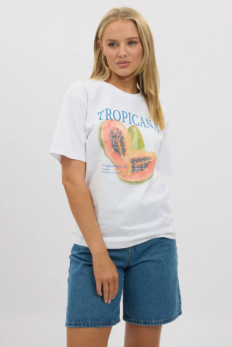 White Graphic Tee Short Sleeve - Image 3