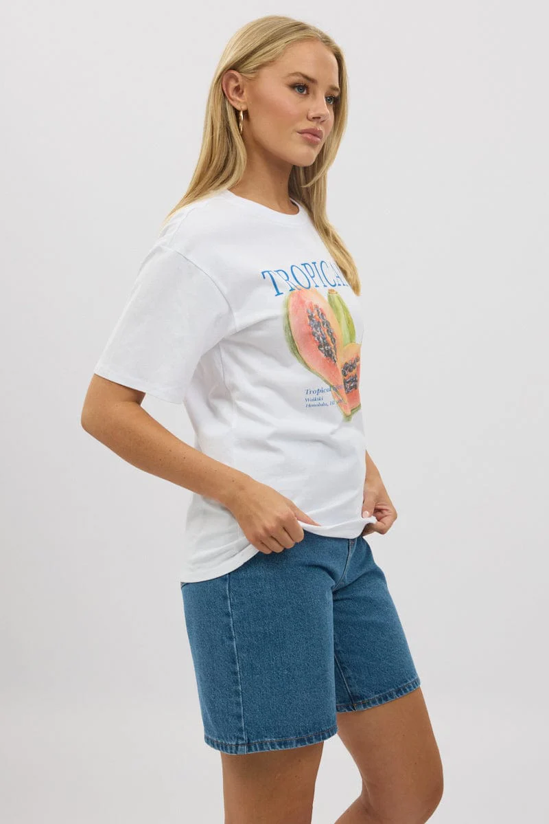 White Graphic Tee Short Sleeve - Image 4