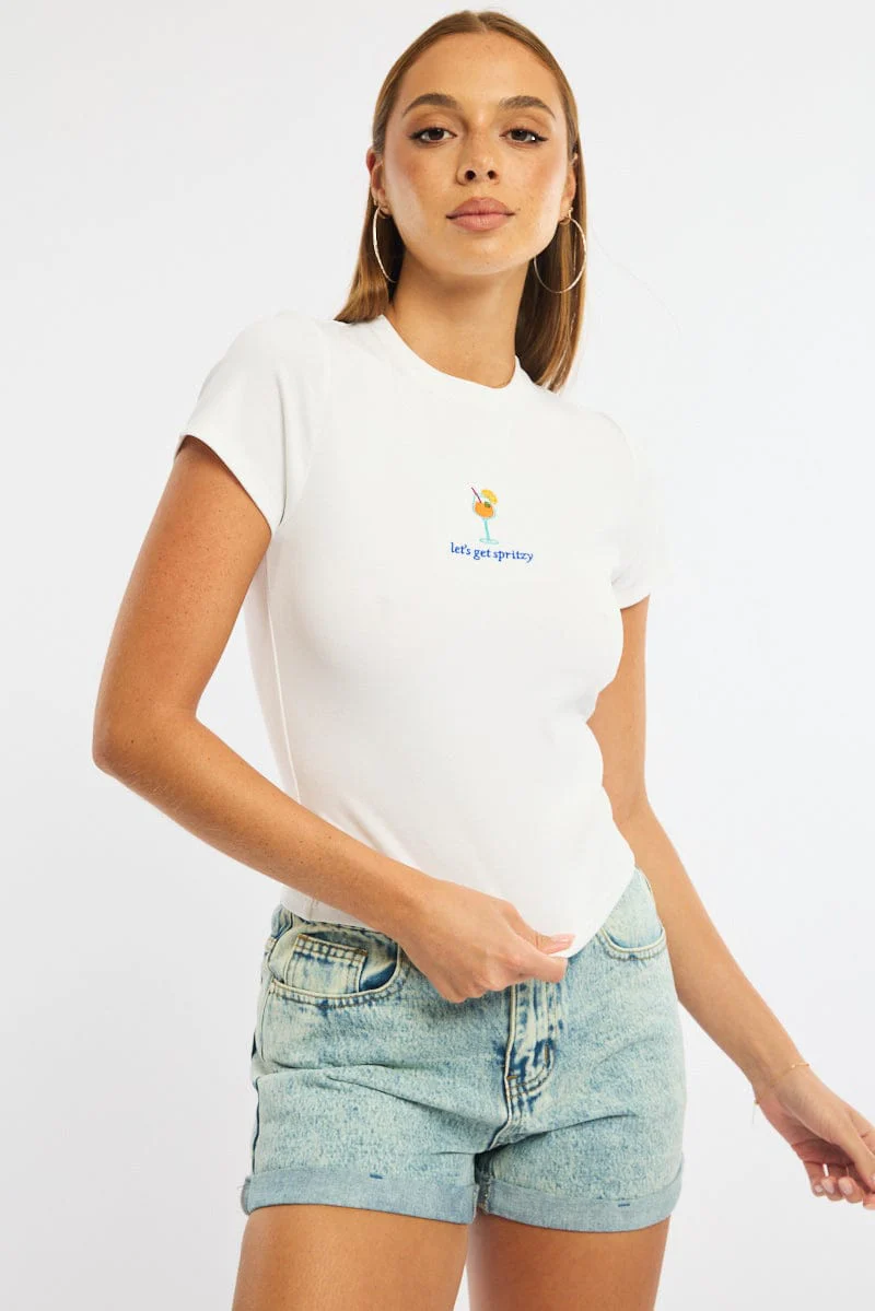 White Graphic Tee Short Sleeve