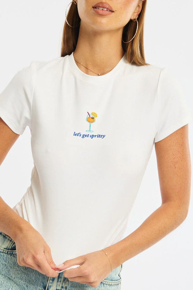 White Graphic Tee Short Sleeve - Image 5