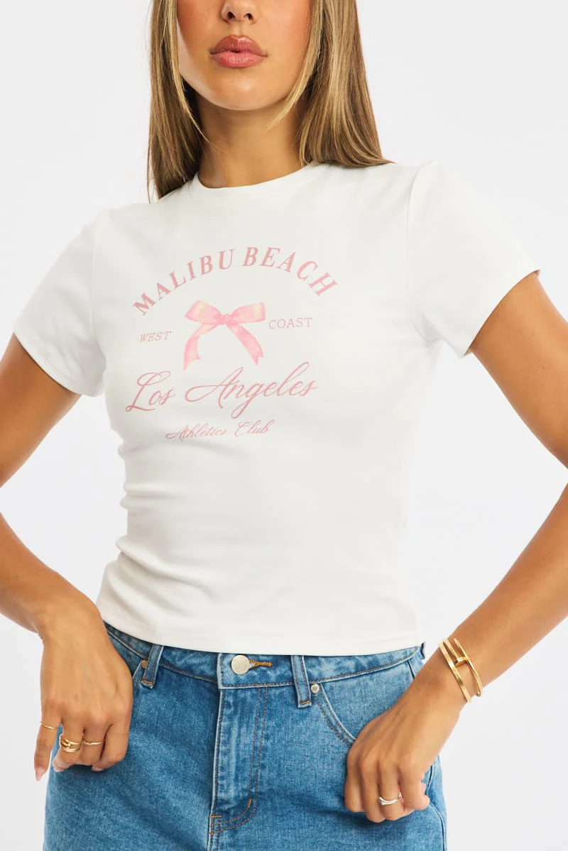 White Graphic Tee Short Sleeve - Image 2