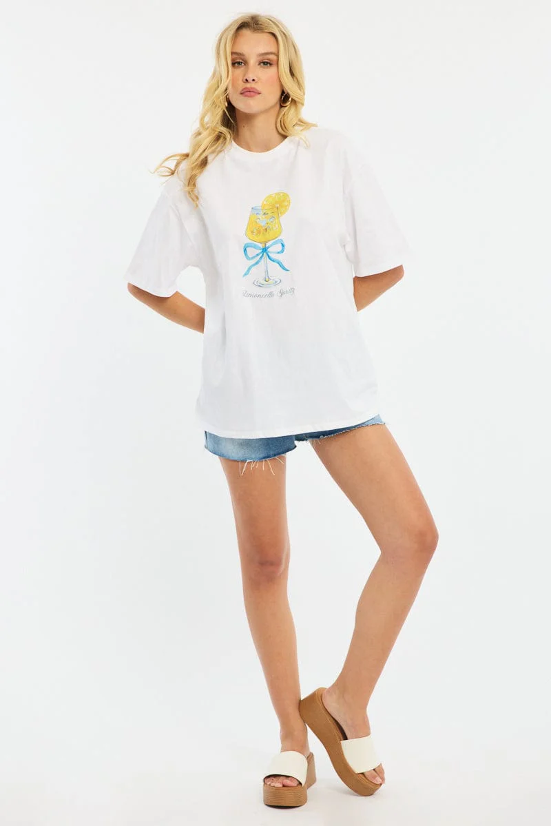 White Graphic Tee Short Sleeve - Image 2