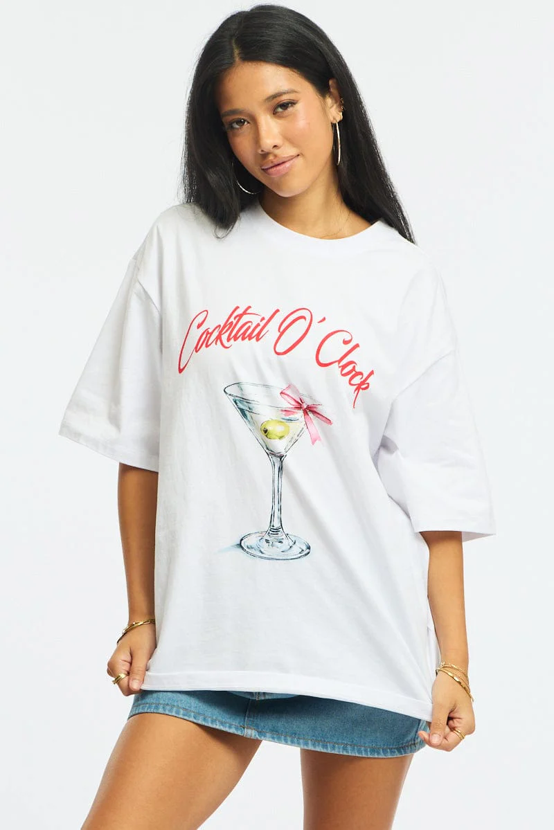 White Graphic Tee Short Sleeve