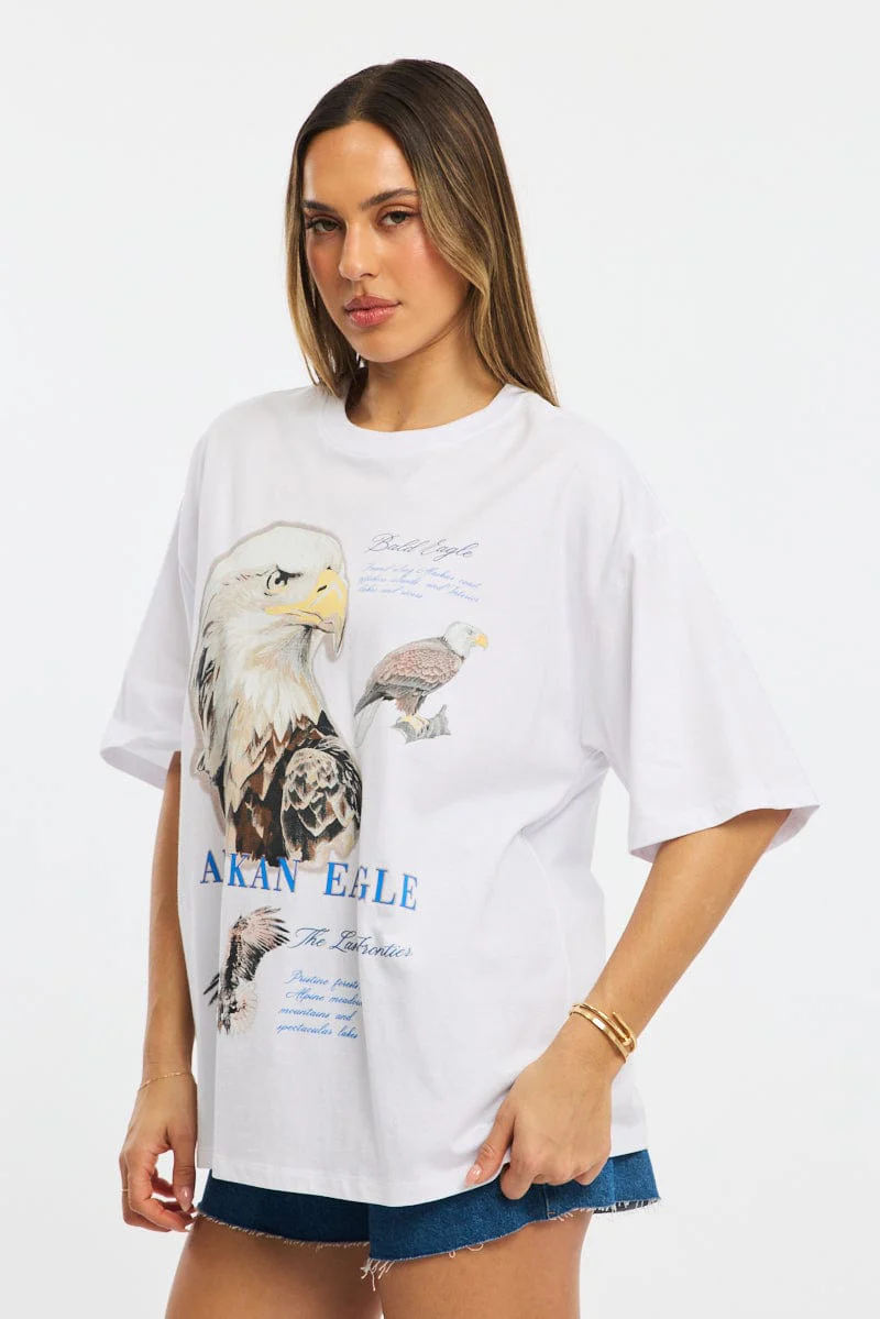 White Graphic Tee Short Sleeve - Image 3