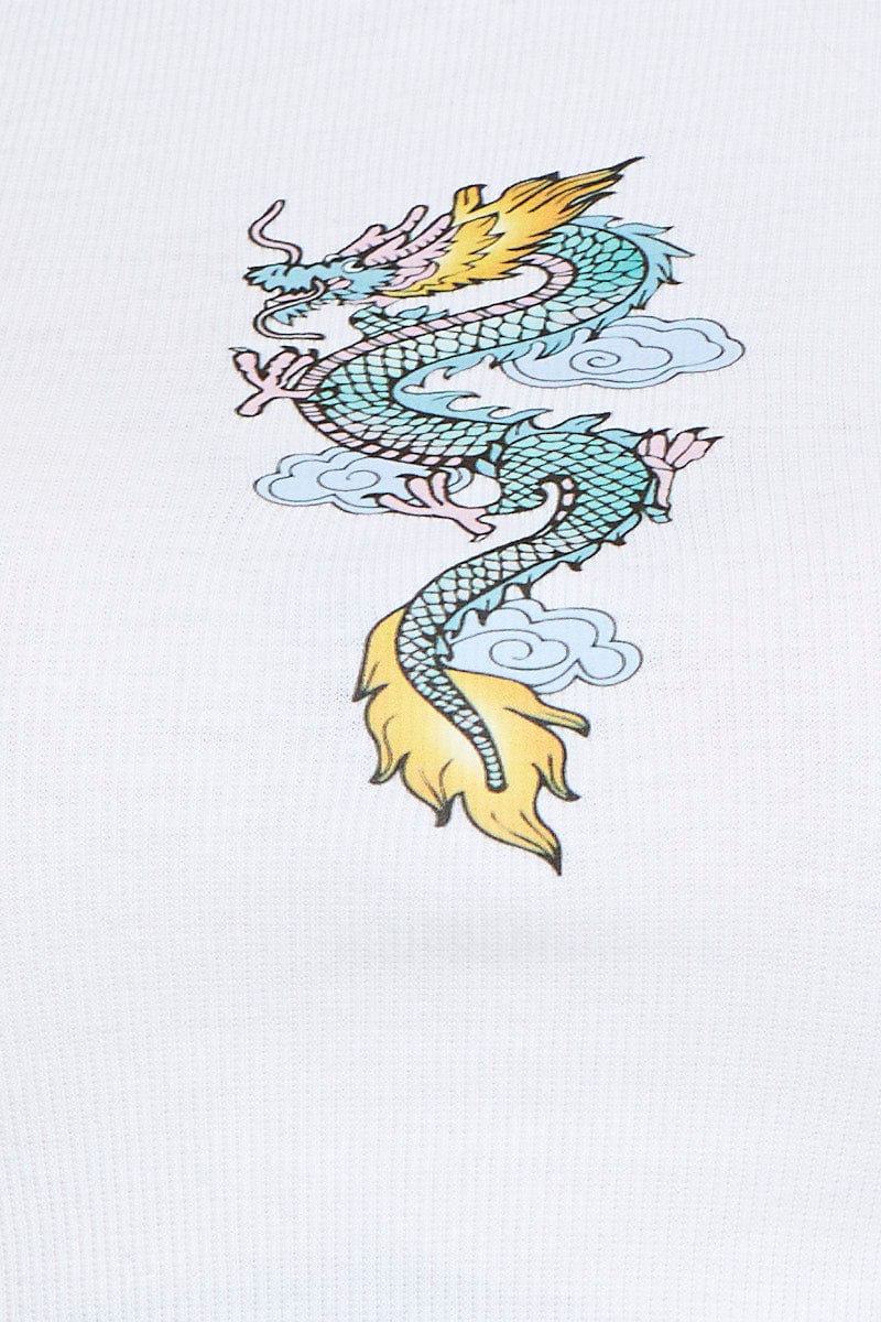 White Graphic Top Short Sleeve Ribbed - Image 6