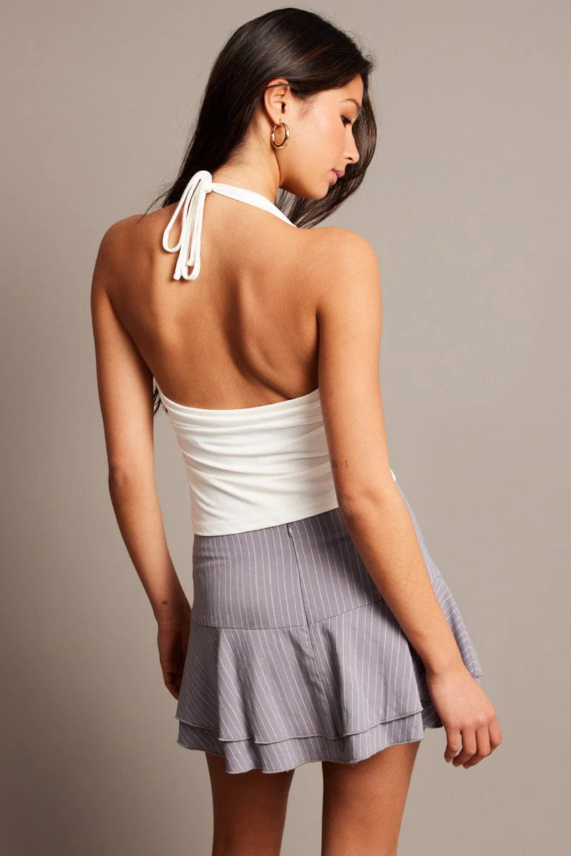 White Halter Neck Top V Neck Supersoft - Image 5