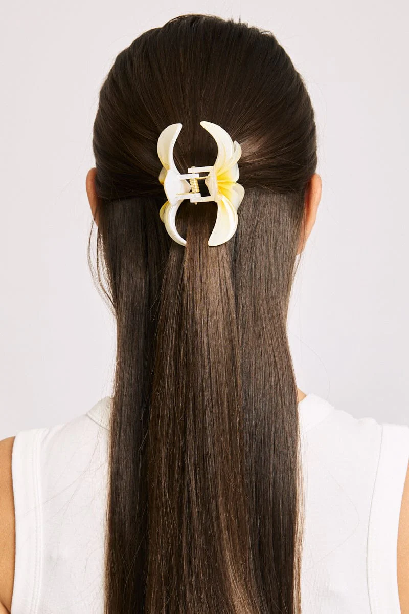 White Hibiscus Flower Claw Clip - Image 3