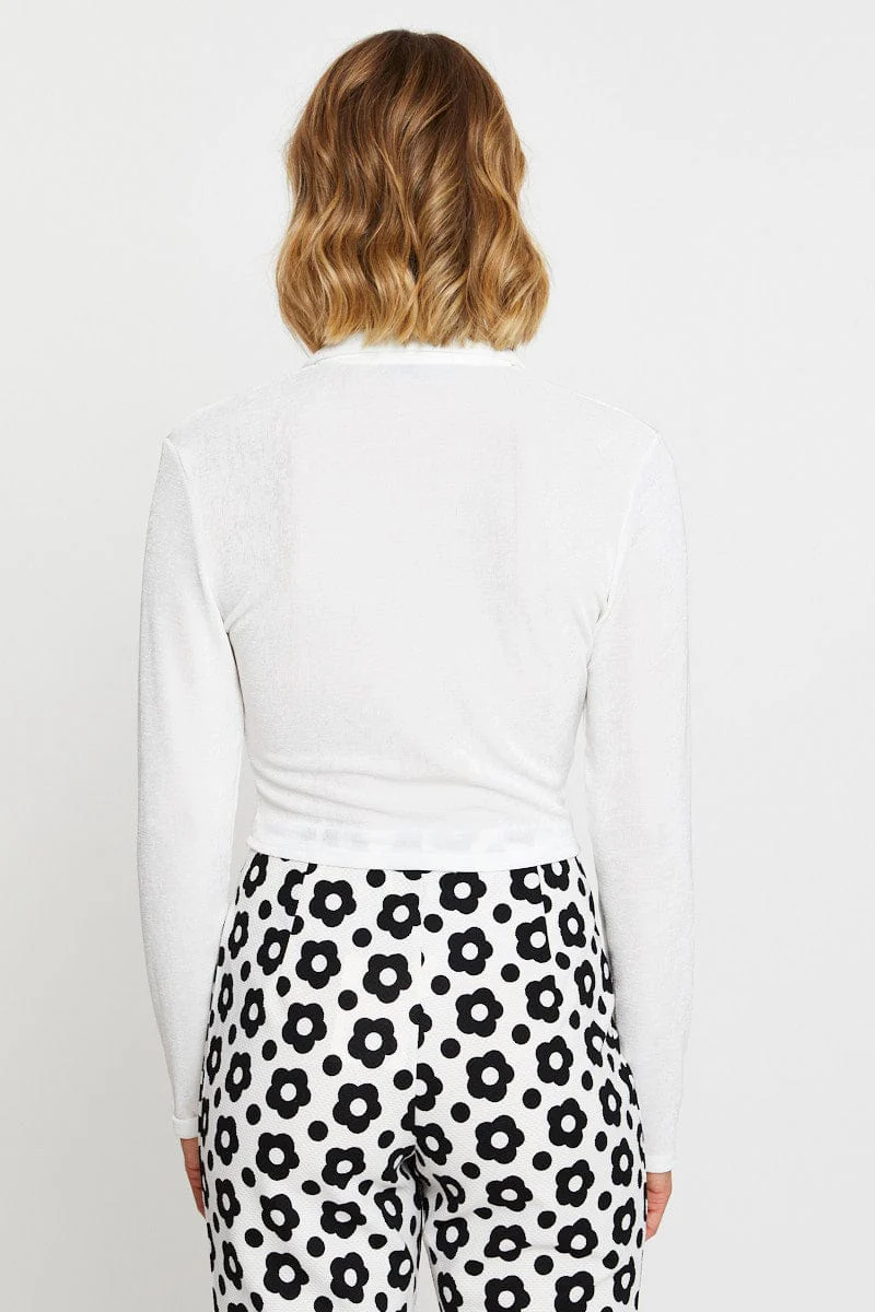White Jersey Top Long Sleeve - Image 5