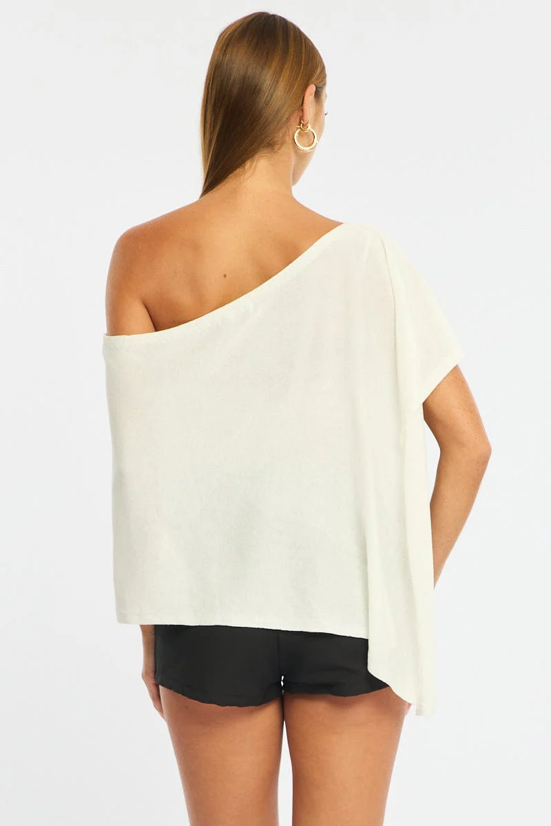 White Knit Poncho Top Light Weight - Image 6