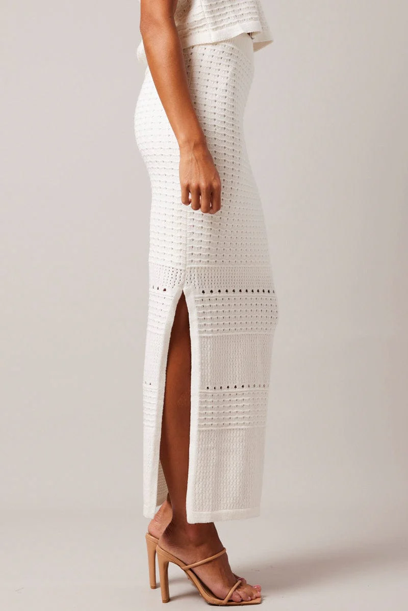 White Knit Skirt Crochet High Rise - Image 4