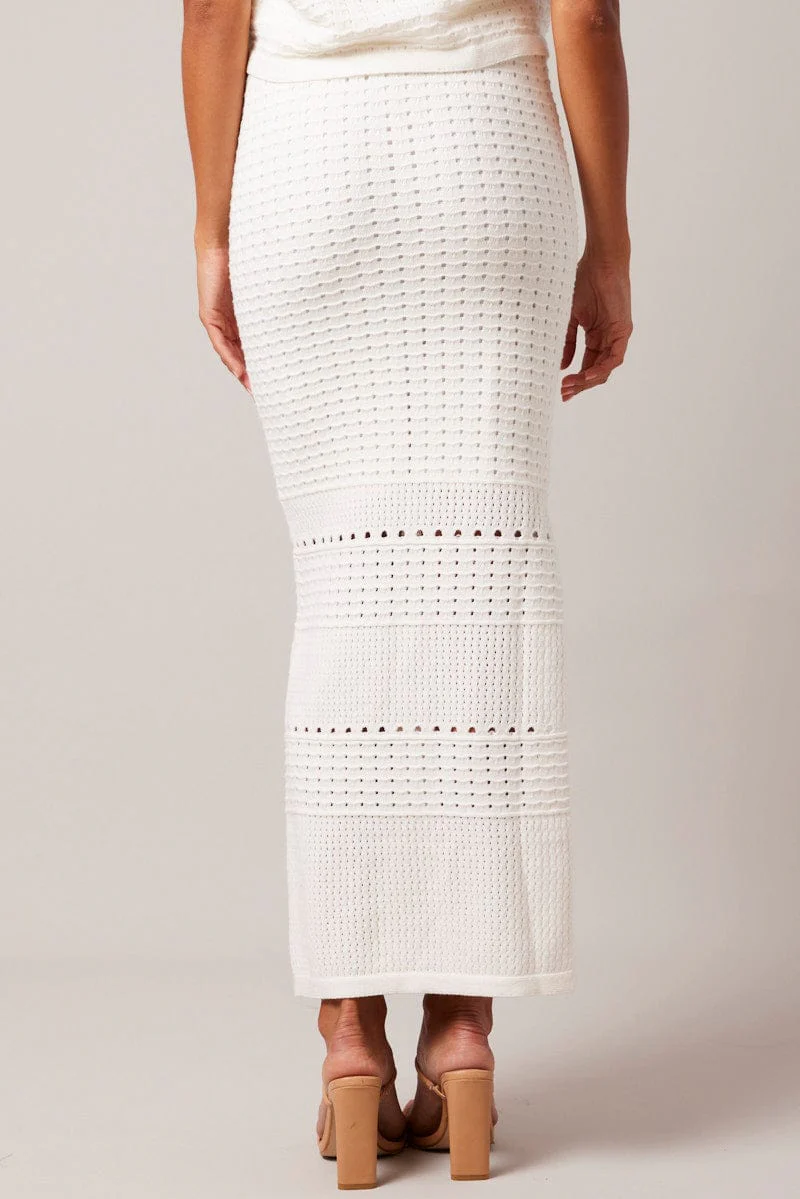 White Knit Skirt Crochet High Rise - Image 5