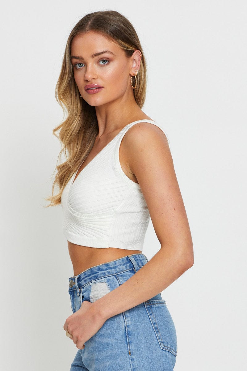 White Knit Top Sleeveless - Image 4