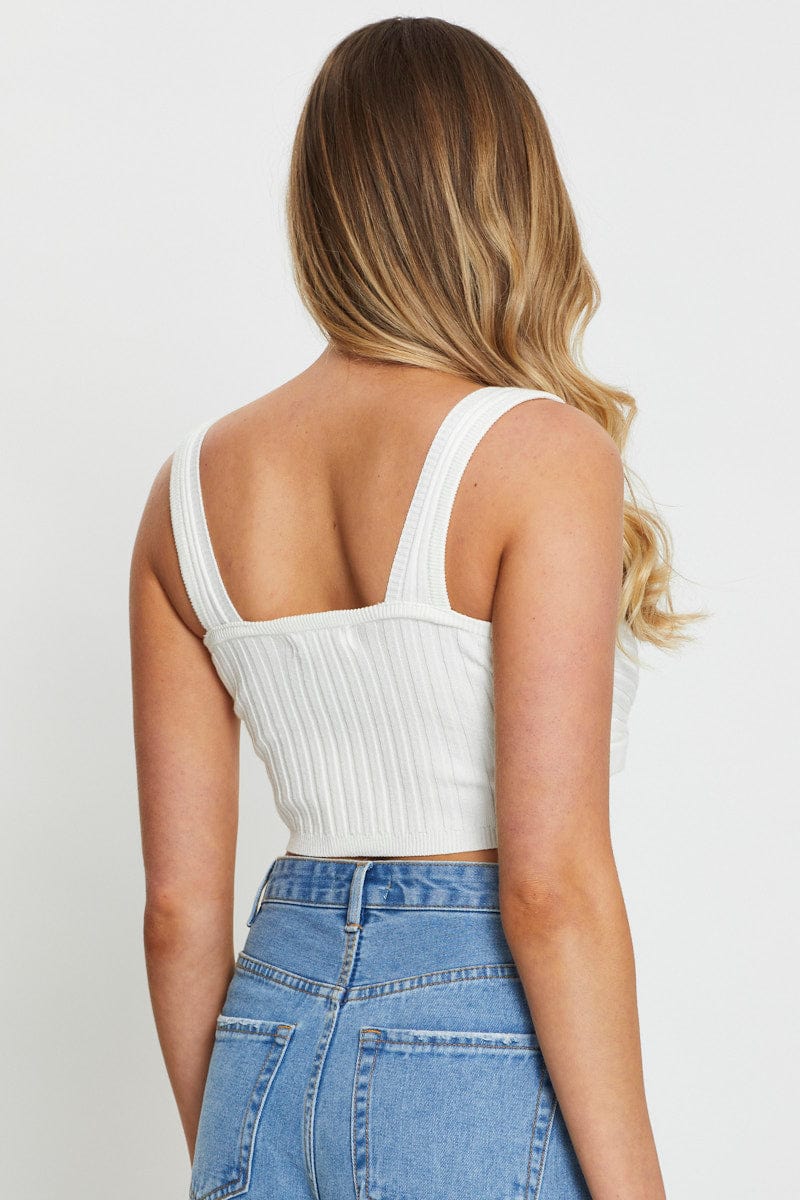 White Knit Top Sleeveless - Image 5
