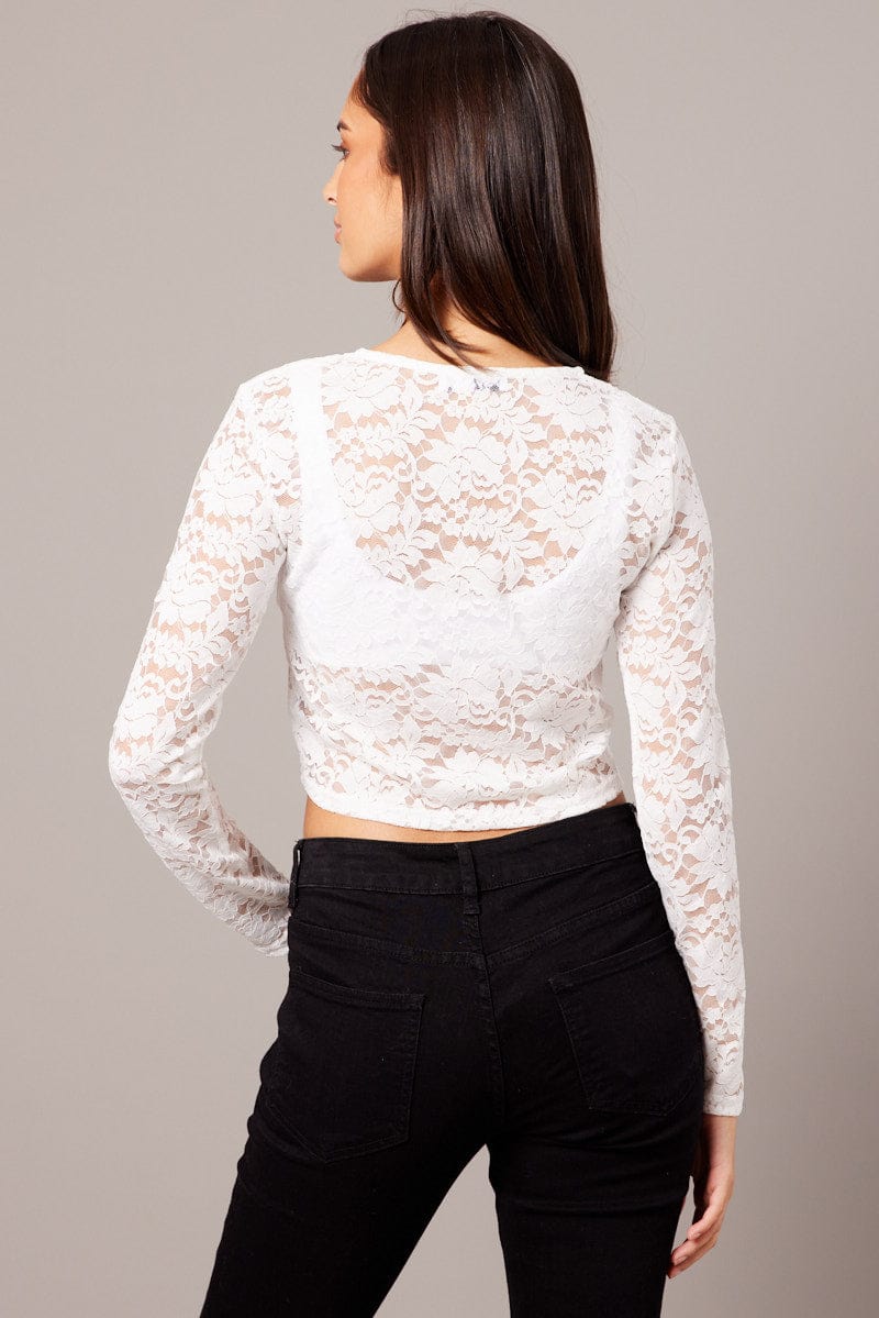 White Lace Top Long Sleeve - Image 5