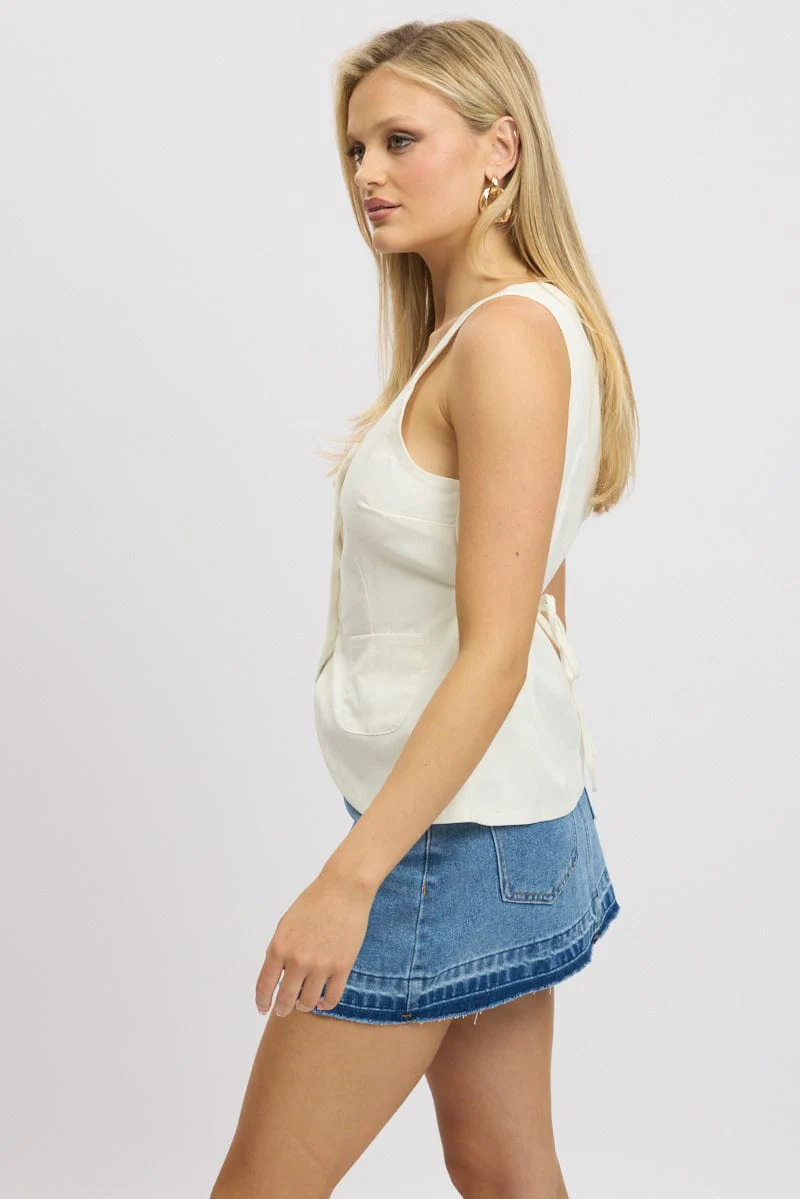 White Linen Vest Tailored - Image 4