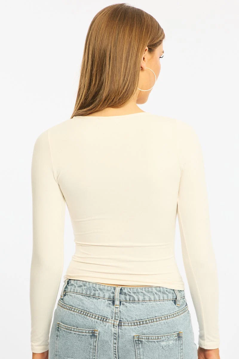 White Long Sleeve Supersoft Top - Image 5
