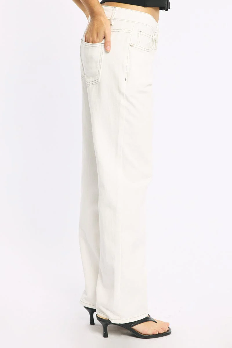 White Low Rise Straight Leg Jean - Image 3