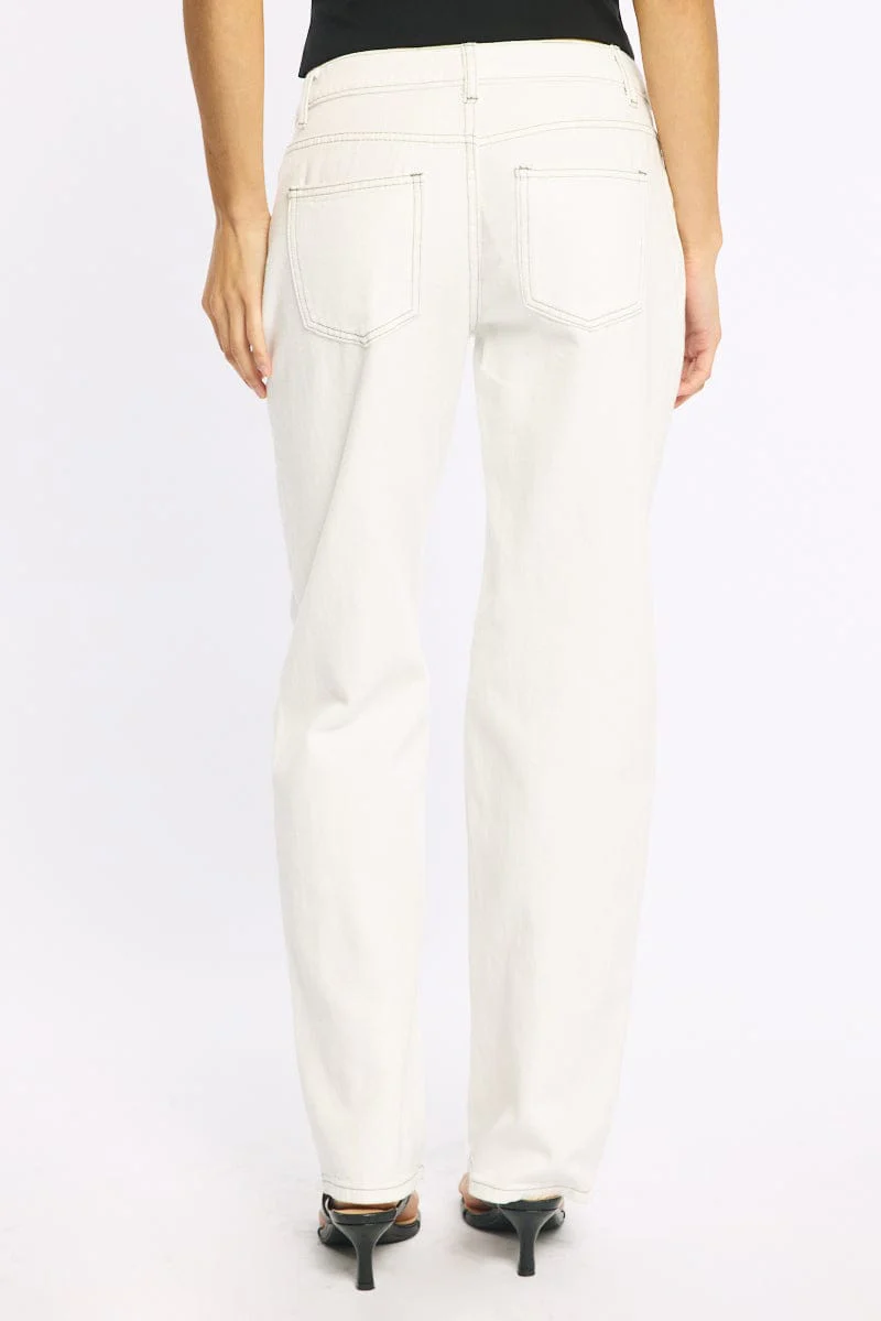 White Low Rise Straight Leg Jean - Image 4