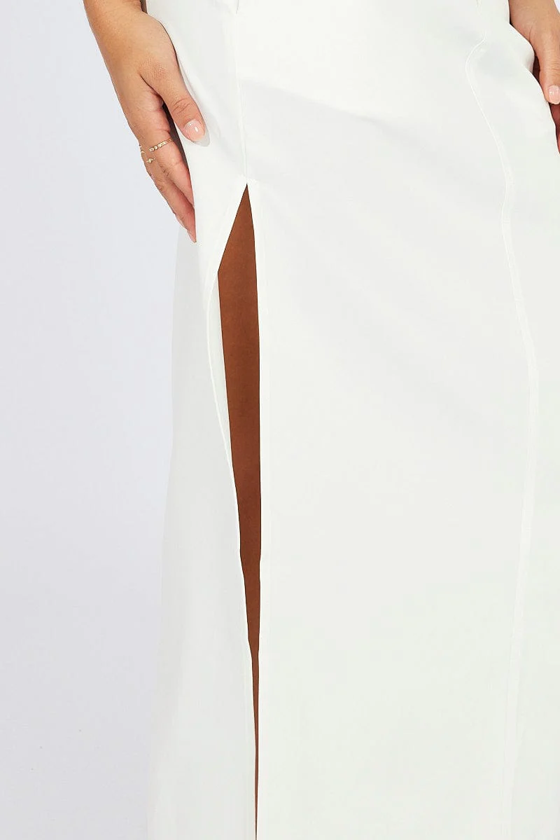 White Mid Skirt Side Split High Rise - Image 6