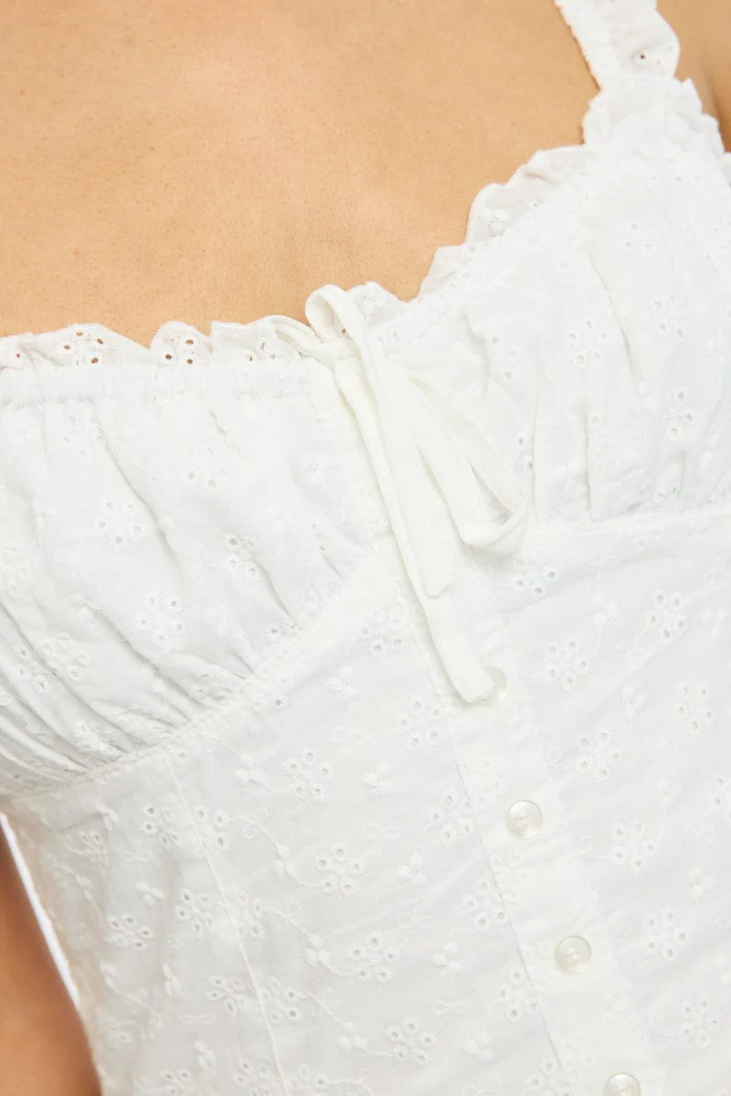 White Mini Dress Eyelet Fabric - Image 5