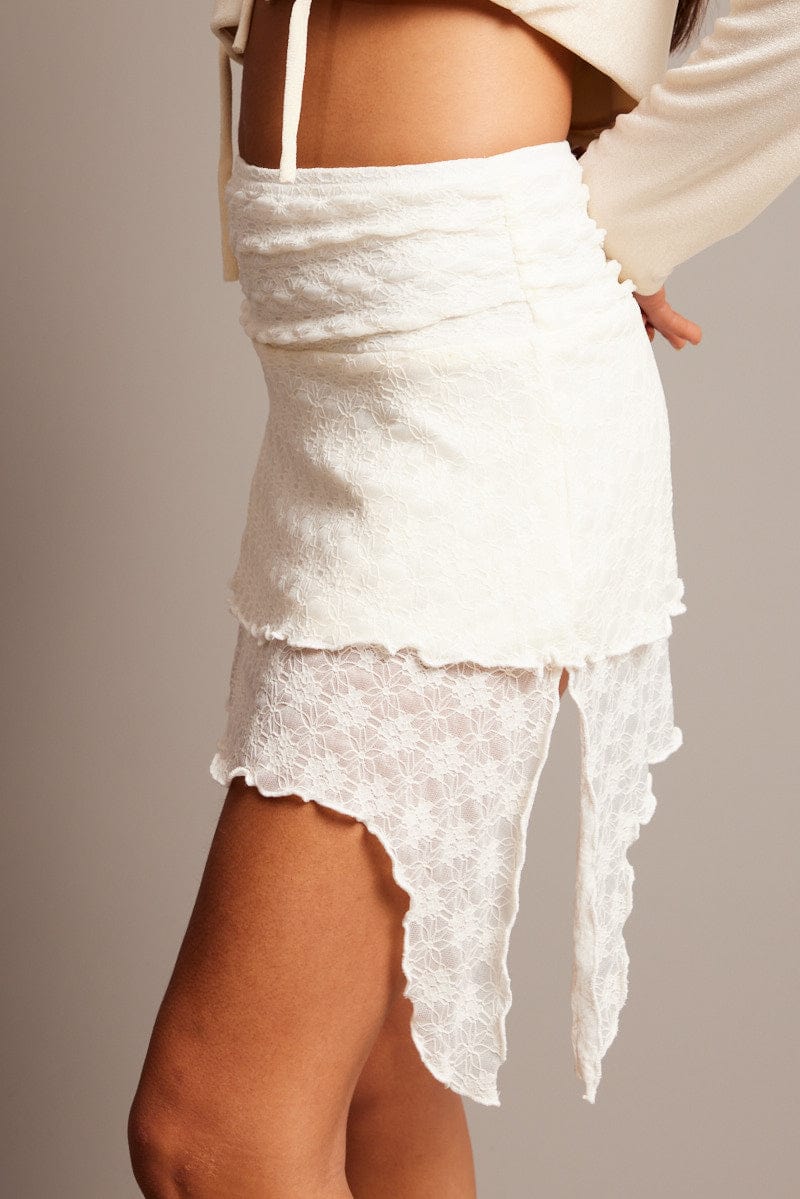 White Mini Skirt Lace - Image 6