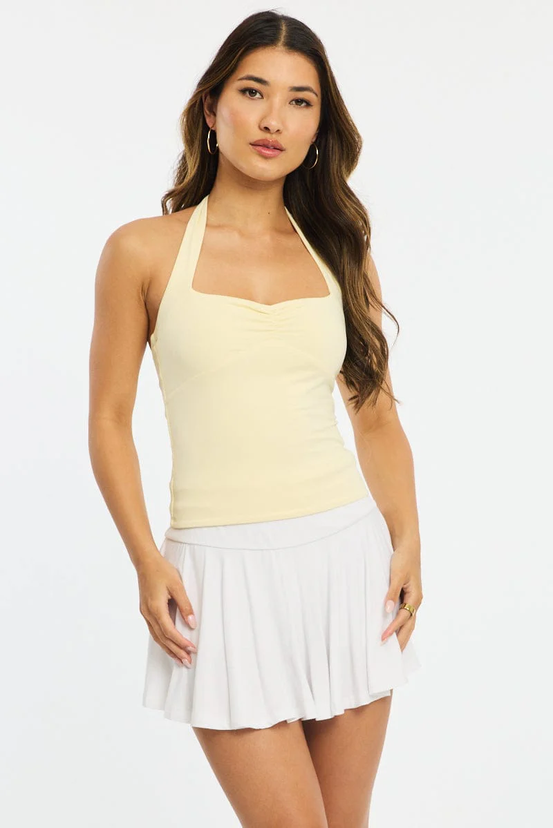 White Mini Skort Skirt Elasticated Waist Shorts Lined - Image 3
