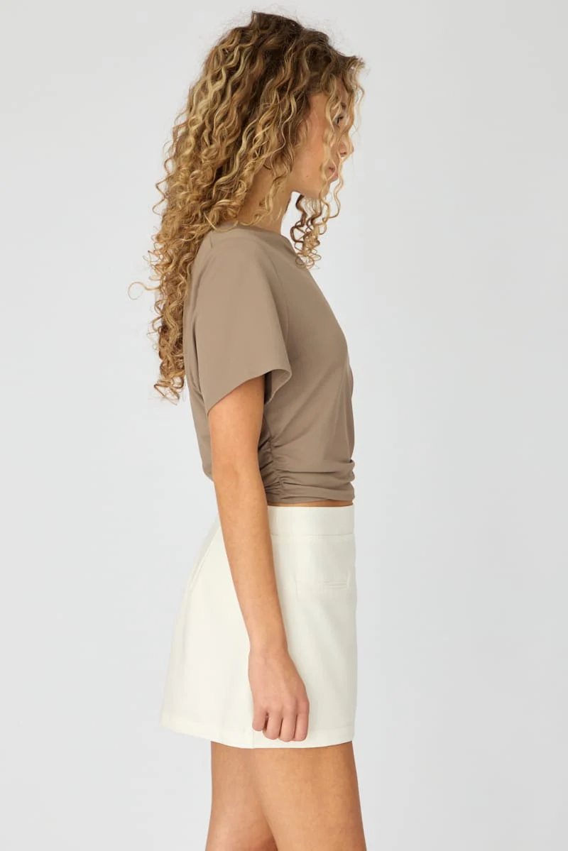 White Mini Skort Skirt High Rise Pocket Detail Tailored - Image 4