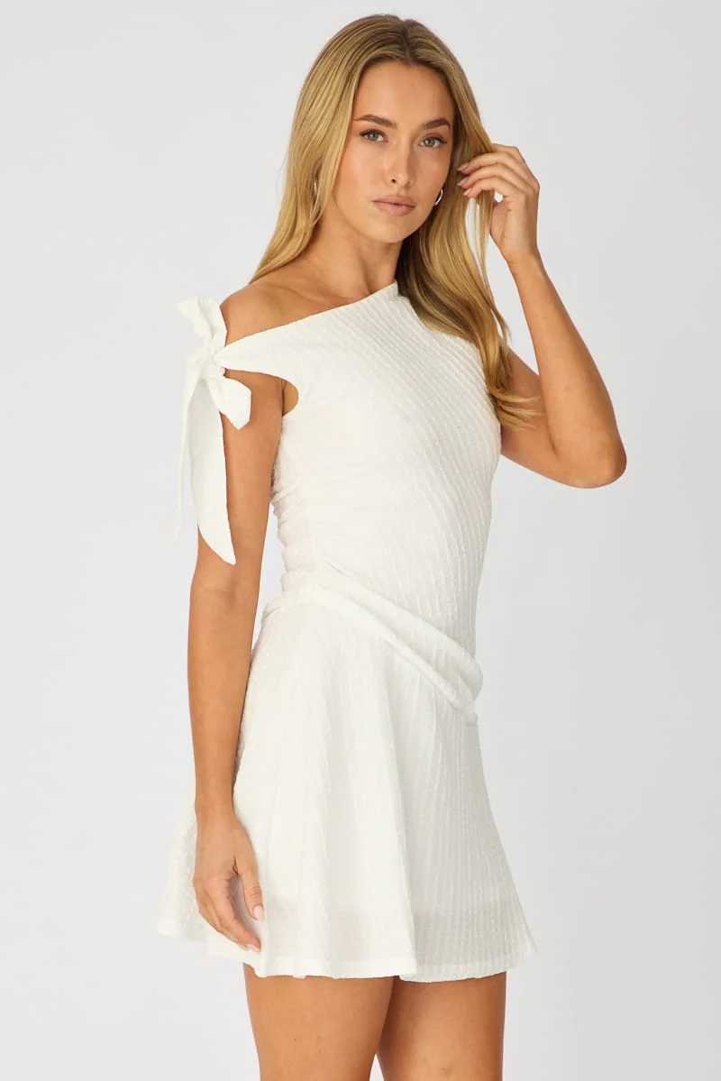 White Off Shoulder Dress Mini - Image 4