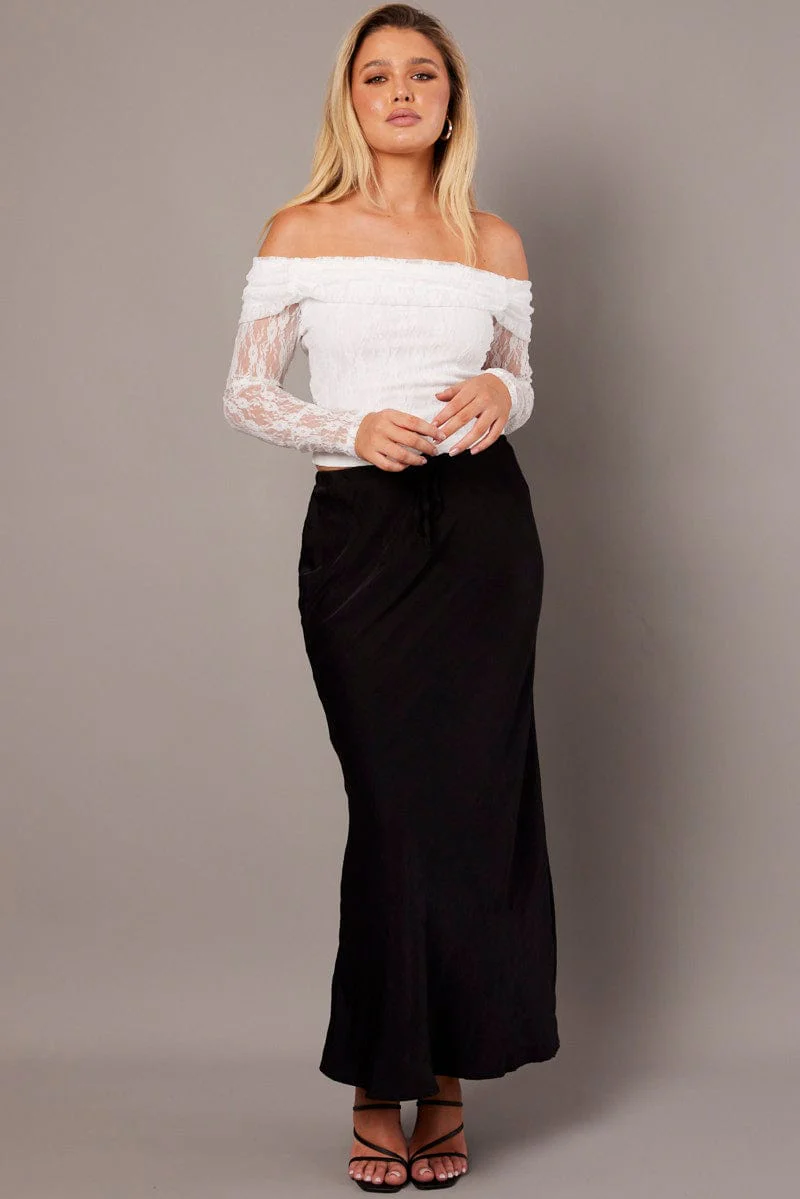 White Off Shoulder Top Long Sleeve - Image 2