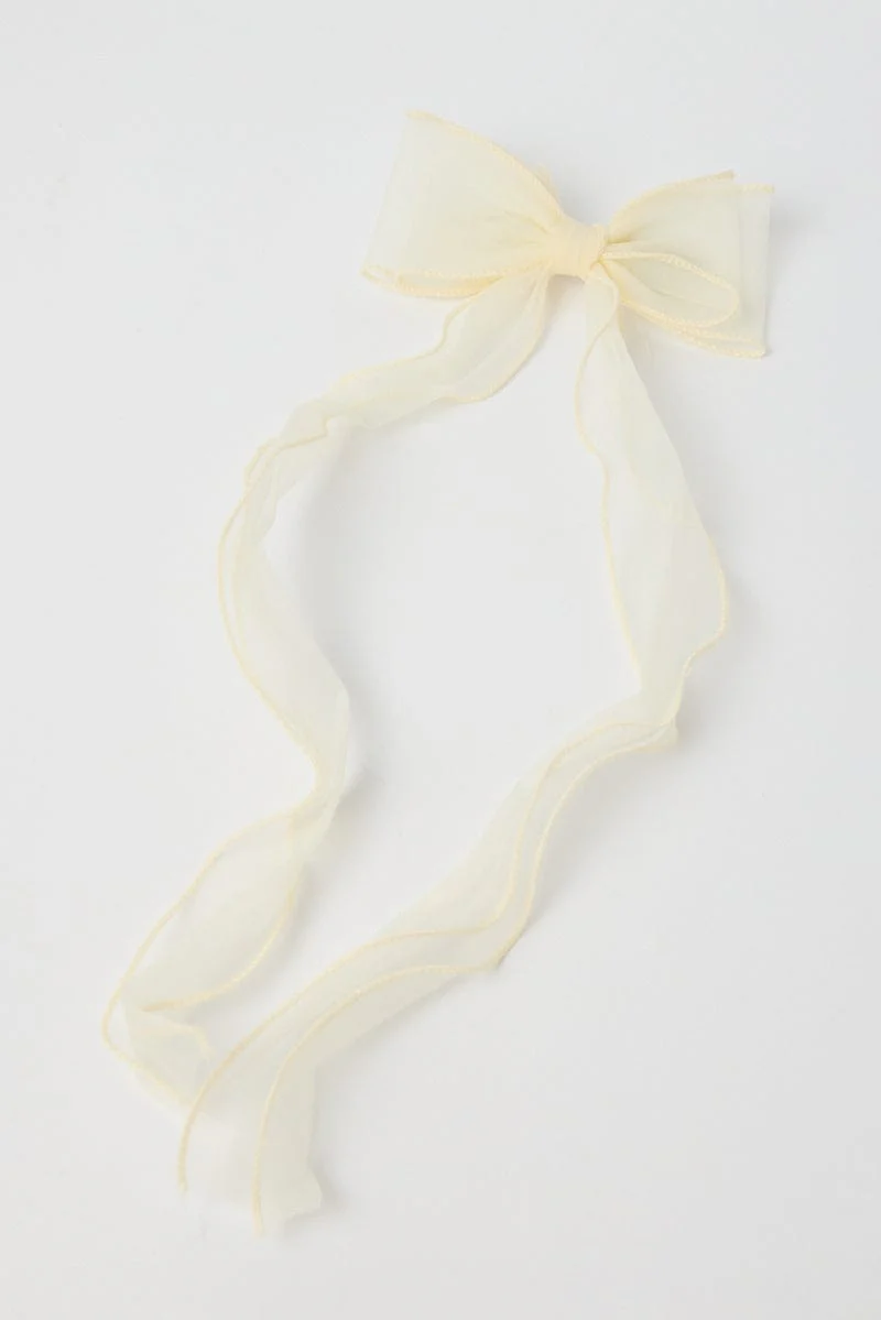 White Organza Bow Hair Clips - Image 3