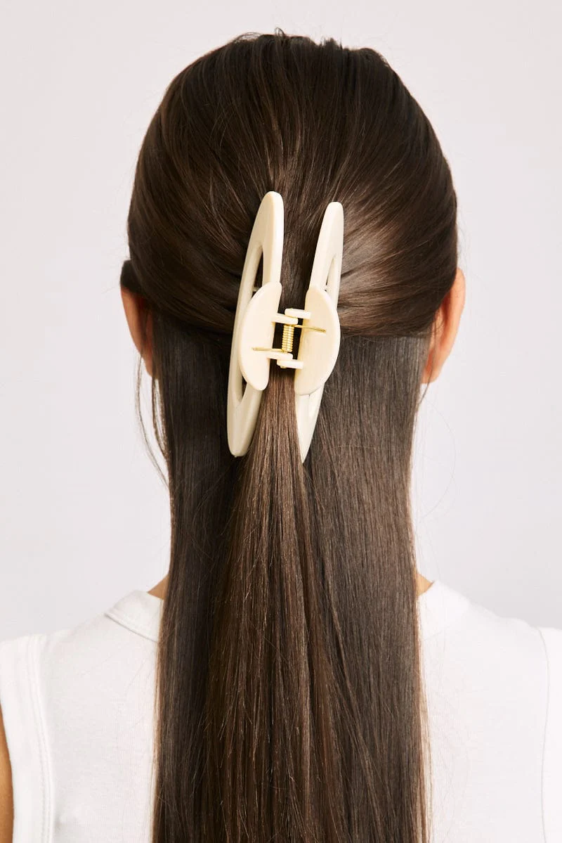 White Oval Hair Claw Clip - Image 2