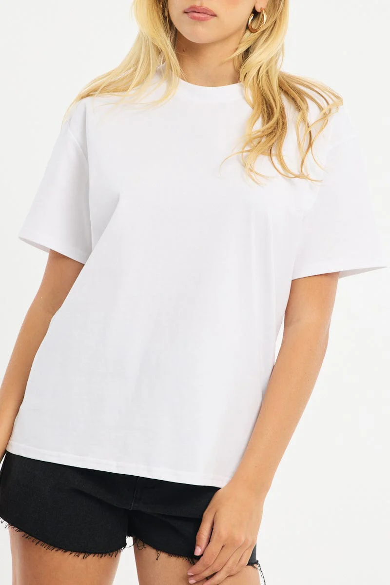 White Oversized Tee Short Sleeve - Image 6