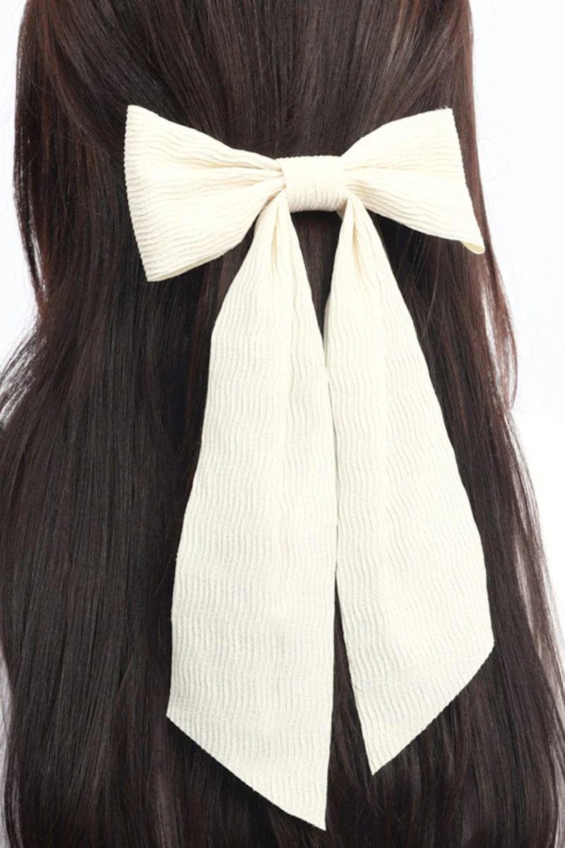 White Pleated Hair Bow