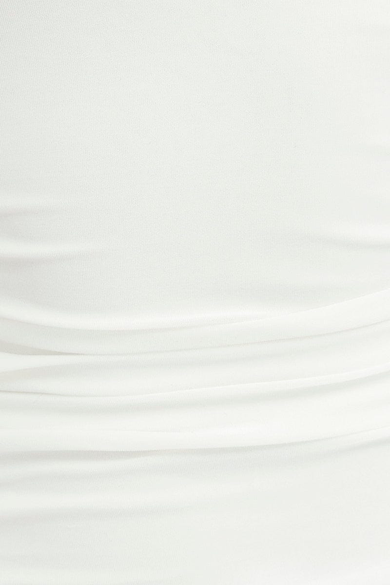 White Rose Top Halter Neck Crossover Rosette Stretch - Image 6